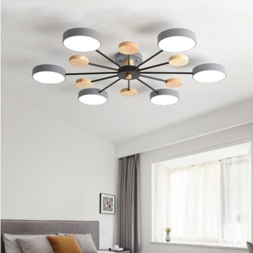 Nordic LED Light Wooden Chandelier Lights easy replac the Bulbs For Living Room Lighting Fixtures Black/white /Gray