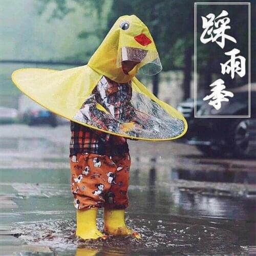 New Child Kid Adult Folding Umbrella Fishing Raincoat Cloak Hat Yellow Duck Creative design Gifts Funny Rain cap Umbrella