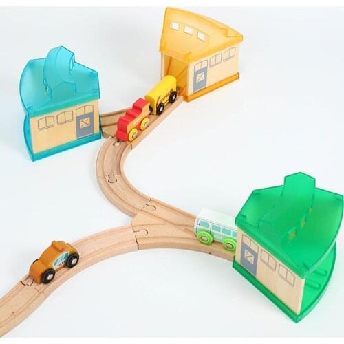 Compatible brand toy car plastic transparent garage scene track toy train track accessories gas station