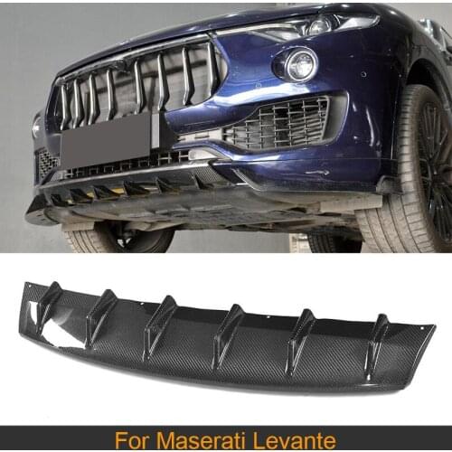 Carbon Fiber Car Front Bumper Lip Spoiler for Maserati Levante 4-Door 2016 2017 Front Bumper Lip Chin Spoiler Apron Black FRP