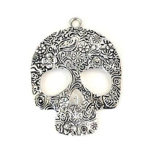 Vintage Silver Metal Skull Head Dangle Charms Pendants For Women Jewelry Gifts Accessories Jewelry Scarf Accessory HOT Z2698