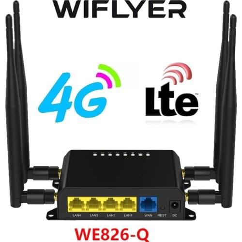 Wiflyer WE826-Q 3G 4G WiFi Router 2.4G Home Wifi Router 4G modem sim card slot wifi amplifier 2 antennas 300mbps openwrt router