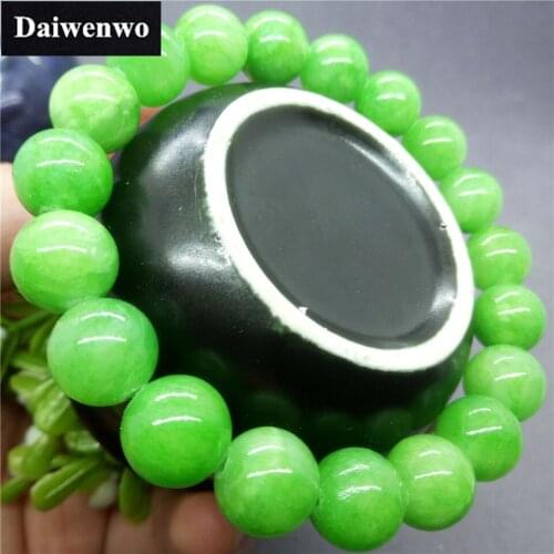 Green Yellow Jade Chalcedony Beads Bracelets Charms Handmade Gift Women