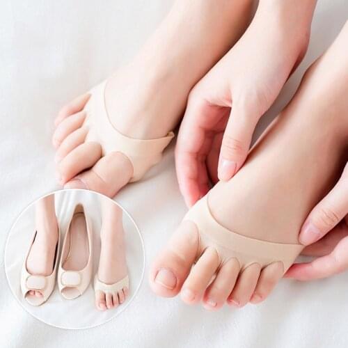Ladies Invisible Split Toe Socks Solid Color Half Foot Socks Sweat-absorbent Breathable Foam Pad High-heeled Half Palm Socks