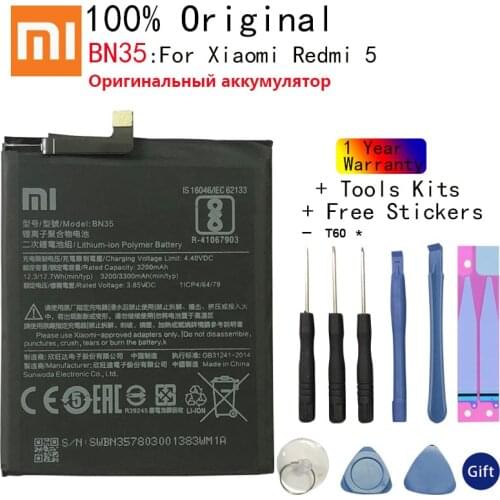 100% Orginal Xiao mi BN35 3300mAh Battery For Xiaomi Redmi 5 Redmi5 Red mi5 High Quality Phone Replacement Batteries