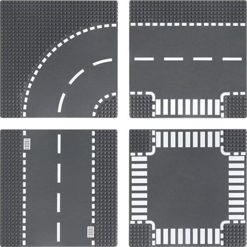 32*32 Dots Urban Highway Floor City Street View Road Gighway Building Blocks Single sided Base Bricks Toy for Children Gift C223