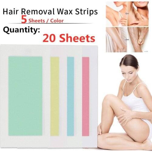 4 colors Professional Summer Red Hair Removal Double Sided Cold Wax Strips Paper For Leg Body Face Epilator Set 40pcs=20sheets