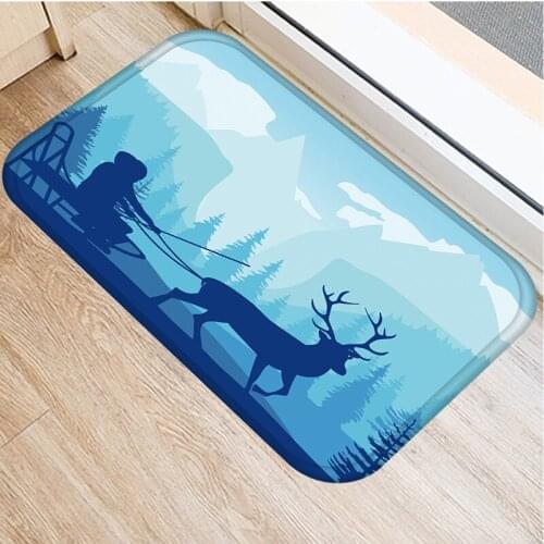 40x60cm Cute Deer Diy Print Floor Mat Bathroom Ground Mat Slip Door Bath Pad Rug Living Room Kitchen Carpet Home Decor