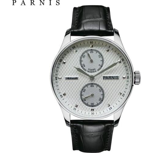 43mm Parnis Automatische Herren Uhr Gangreserve Mechanische Uhren Klassische Mnner Armbanduhr Top Marke Luxus relogio masculino