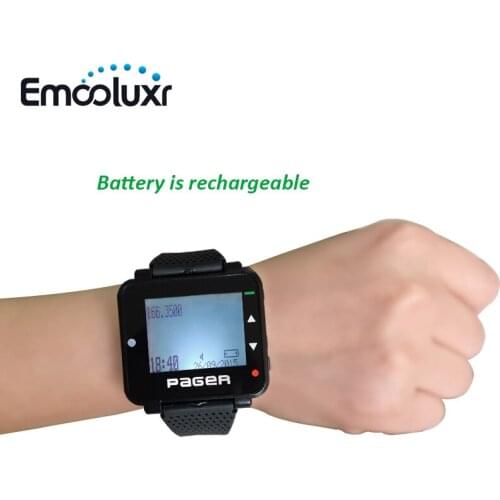 5pcs Wireless Alpha Pager Hebrew/Farsi/English/French/Germany Text Message Wrist Pager Watch Pager Receiver POCSAG Paging System