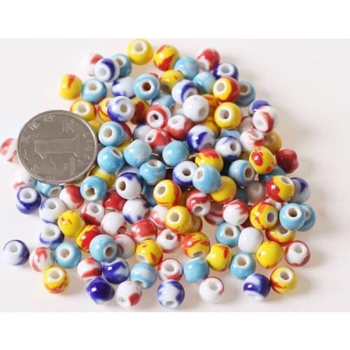 50pcs 8mm Round Ceramic Beads Handmade Porcelain Spacer Beads DIY Hole Beads For Jewelry Making