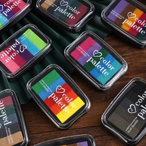 6 Colors Gradual Change Colorful Short Inkpad Handmade DIY Craft Oil Based Inkpad Rubber Stamps Scrapbooking Inkpad