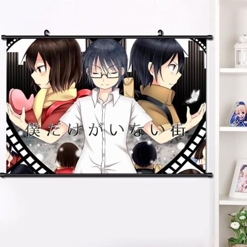 Boku dake ga Inai Machi Fujinuma Satoru Katagiri Airi Hinazuki Kayo Anime Girl Wall Scroll Poster Home Decor Collection 40*60cm
