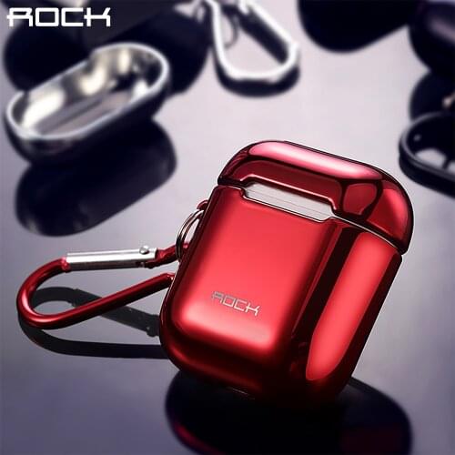 ROCK Electroplate TPU Shining Plating Case For AirPods 2 1 Luxury Earbuds Protect Case with Keychain Hook Up for Apple Airpods 2