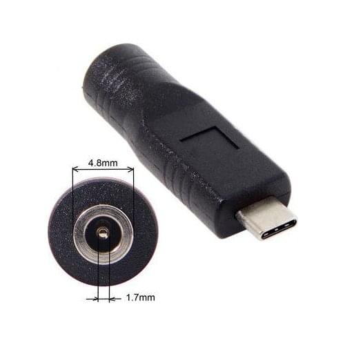 DC Jack 4.8*1.7mm Input to USB-C Type-C Power Plug Charge Adapter for Laptop Phone