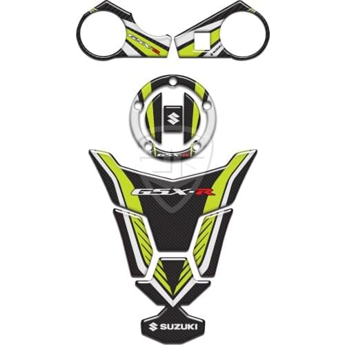 For Suzuki GSX-R GSXR 1000 2009-2016 Yellow Sticker Tank Cap Cover Pad Triple Tree Clamp Tank Grip Carbon Motorcycle 3D Decal