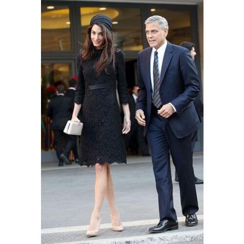 Elegant Black Lace Mother Of The Bride Dresses for Wedding Short Long Sleeves Women Kurti Wedding Guest madrinha