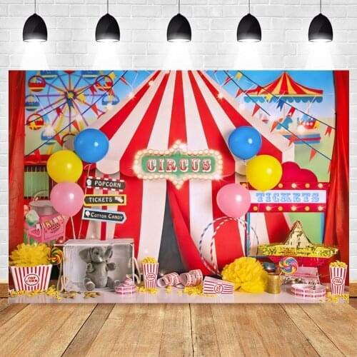 Circus Photography Background Ferris Wheel Neon Lights Backdrop Decoration Props Children Birthday Baby Shower For Photo Studio
