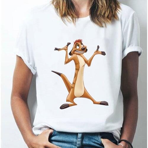 The Lion King SIMBA TIMON T-Shirt Cartoons Printing Unisex Disney Oversized T Shirt Summer O-Neck Short Sleeve Loose Casual Tops