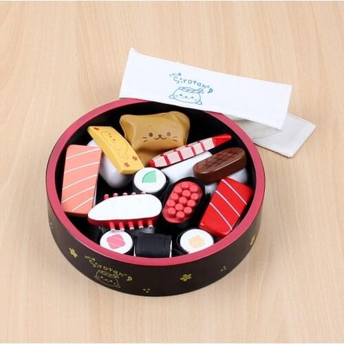 Simulation Sushi Lunch Box Wooden Toys For Kids Kitchen Food Set Model Pretend Play Cooking Baby Educational Children Girl Toy