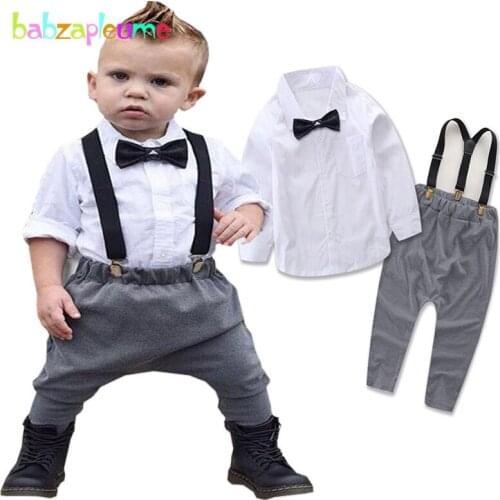 Babzapleume Spring Autumn Infant Boys Clothing Set Bow White Shirt+Pants Gentleman Baby Suit Fashion Newborn Clothes 2PCS BC1198