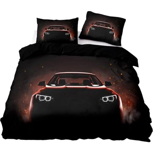 3D Luxury Red Sports Car Pattern Duvet Cover Set With Pillowcase, 264x228 Quilt Cover,203x229 Blanket Cover,Black Bedding Set
