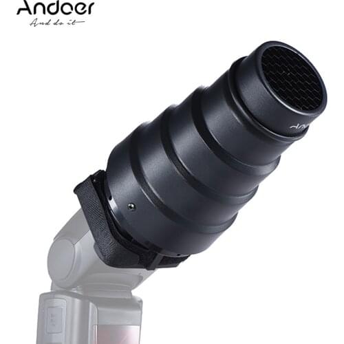 Andoer Conical Flash Snoot Light Modifier w/ 50 Degree Honeycomb Color Filter Universal for Photography On-camera Speedlite