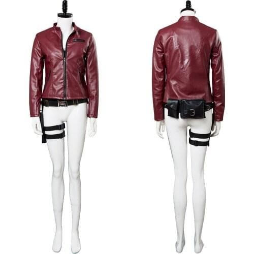 Evil Remake Claire Redfield Cosplay Costume Women Red Coat Uniform Outidts Suit Halloween Carnival Suit