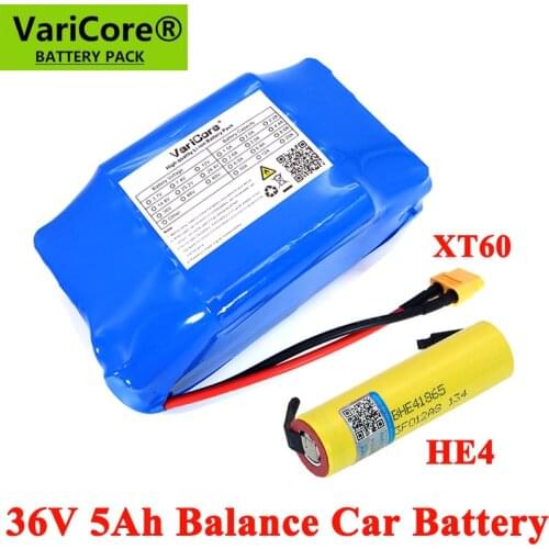 VariCore 36V 5Ah 5000mAh HE4 2500mAh 2 wheel electric scooter self balancing 18650 lithium battery pack for Self-balancing Fits