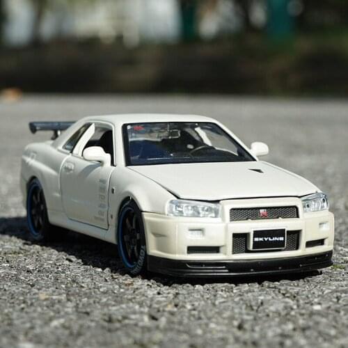 1:24 Nissan Skyline GTR R34 Modified Sports Car Model Diecast Alloy Metal Toy Car Model Simulation Collection Childrens Toy Gift