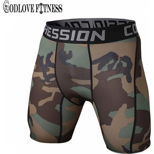 New 2019 Mens Fitness Camo Compression Shorts Bermuda Brand Clothing Camouflage Casual Sportwear Tights Short Pants Men Homme