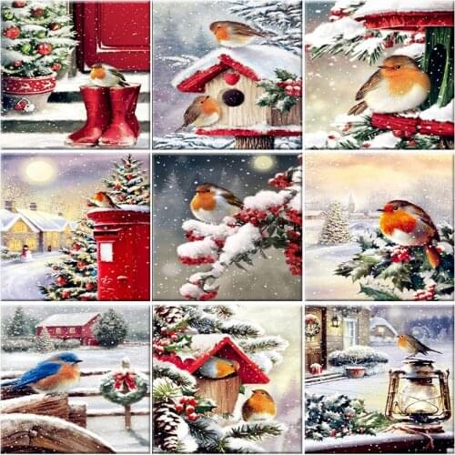 60x75cm Paint By Numbers For Adults Kids Winter Landscape Painting By Numbers On Canvas Birds Drawing Frameless Home Decor Gift