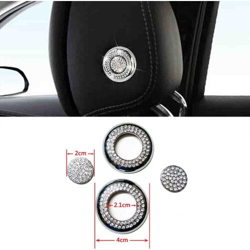 For Mercedes Benz C Class W205 2015-2018 Head Pillow Adjust Switch Button Modify Artificial Crystal Diamond Decal Trim