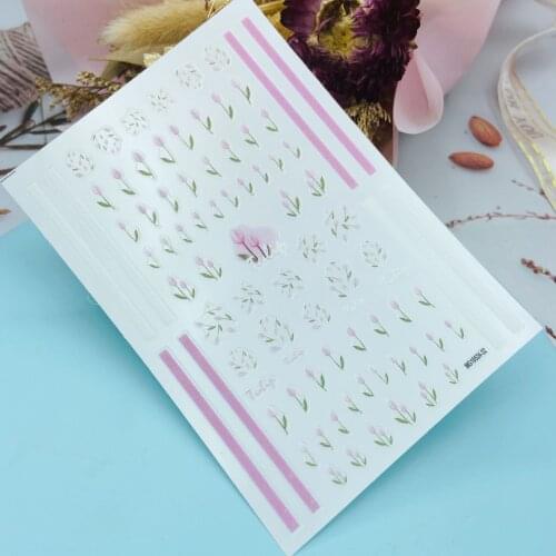 DIY Japanese Style Fashion New Arival Dry Nail Stickers Summer Fresh Yellow & Pink Flowers Nail Decals Maniure Nail Art Women