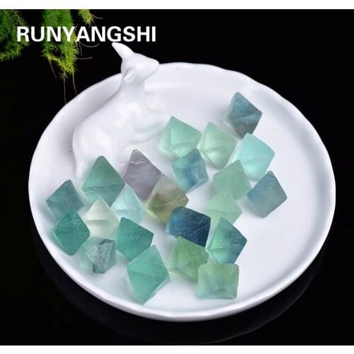 Natural Green fluorite Octahedral crystal point Raw Gemstone Ornament Cane Decoration Stone Collection Stone Crystals Mineral