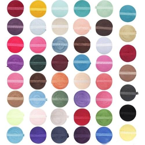Cheer Bows 5/8" 15mm Solid Color Cheap Shiny Fold Over Elastic FOE Spandex Band Kids Hair Tie Headband Dress Lace Trim Sewing