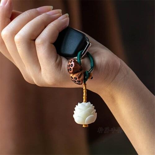 New Buddhist Keychain Carved Bodhi Lotus Flower Keyring Spiritualist Car Key Ring Gift For Friend MEN WOMEN fashion llaveros