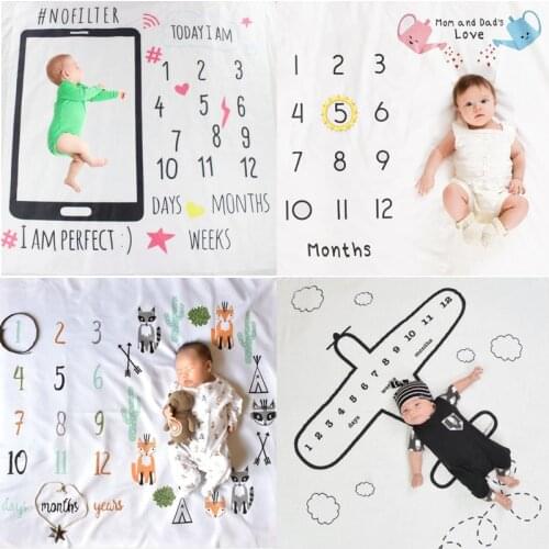 Newborn baby Monthly Growth Milestone Blanket photography props Background Cloth Commemorate Rug 100 x 100cm