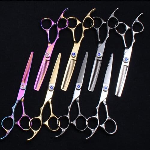 Left Hand 5.5" 16cm Engraving Logo 440C Hairdressing Scissors Cutting Shears Thinning Scissors Professional Hair Scissors C8002