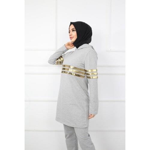 SHOPPİNG GO Kadın Gri Tesettür Eşofman Takımı