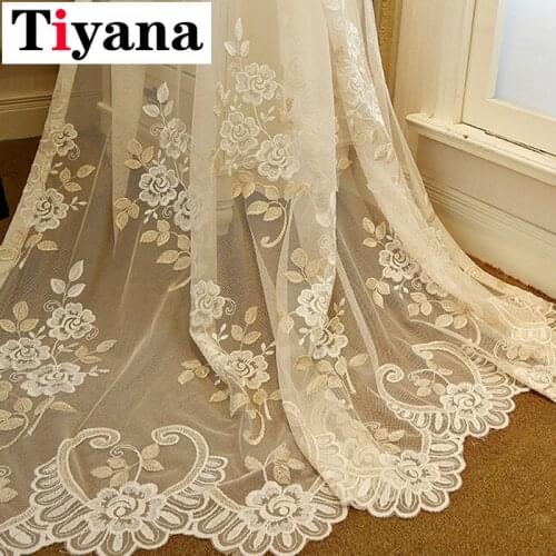 Europe Luxury Rustic Flower Window Curtains For living Room Bedroom Sheer Voile Curtains Window Treatment Drapes P364Y