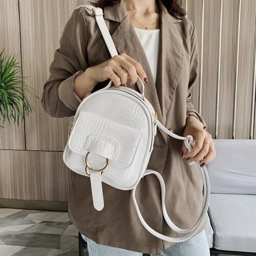 Famous brand luxury backpack 2021 new ladies high quality crocodile pattern black bag high quality leather youth woman backpack