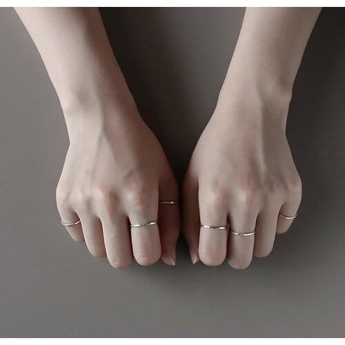 S925 Silver Color Ring Line Plain Ring Simple Styling Jewelry Student Silver Ring Girlfriend Gift Ladies Jewelry