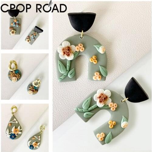 M&G Flower Polymer Clay Earrings for Women Round U Style Handmade Teardrop Clay Earrings Fashion Jewelry Girl Gifts Wholesale