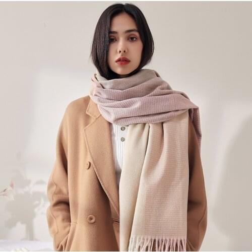 2021 Women Solid Cashmere Scarves Lady Winter Thicken Warm Soft Pashmina Shawls Wraps Pink Black Female Colored Wool Long