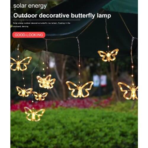 Solar String Butterfly Light LED Outdoor Curtain String Light Courtyard Layout Solar Power Lamp Garden Decoration Light