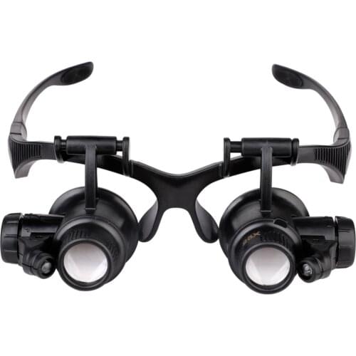 10X 15X 25X Hands Free Magnifier Loupe Lens LED Glasses Head-Mounted Repair Loupe