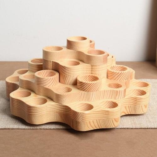 High Quality 31 Slots Round Essential Oil Storage Stand Circle Aromatherapy Organizer Solid Wood Display Rack Shelf