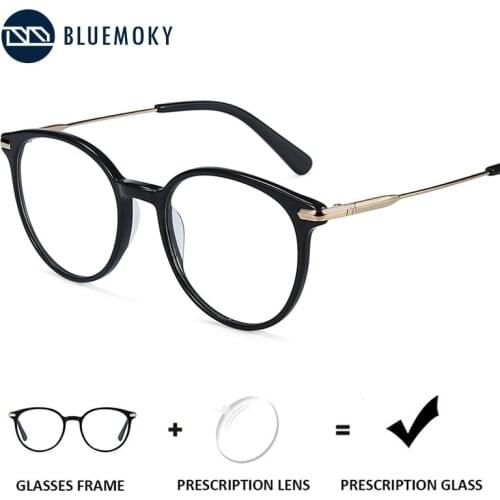 BLUEMOKY Vintage Round Prescription Glasses for Women Optical Myopia Eyeglasses Retro Hyperopia Photochromic 2020