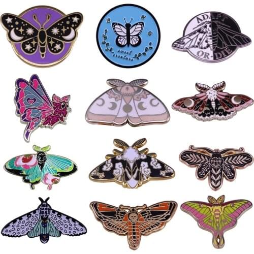 Moth Butterfly Hard Enamel Pins Collect Cute Child Fashion Jewelry Gifts Metal Cartoon Brooch Backpack Hat Collar Lapel Badges